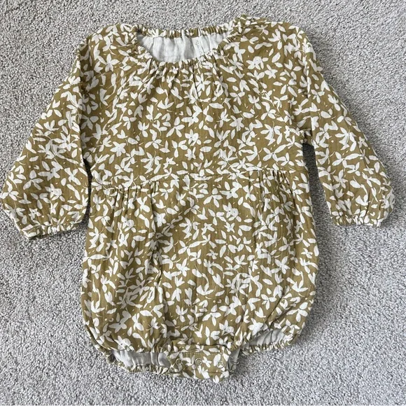 Rylee + Cru Long Sleeve Bubble Romper Ditsy Floral Gold Toddler Girl Sz 2-3 - Picture 3 of 6